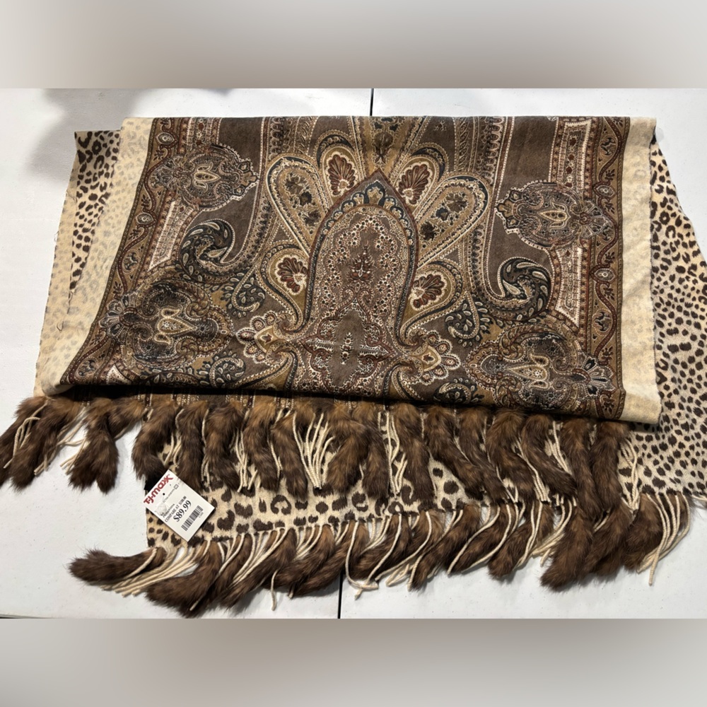 Paisley and Leopard Print Scarf